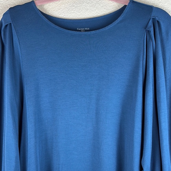 Garnet Hill Women's Teal Blue Balloon Sleeve Tee Size Medium - Picture 3 of 12